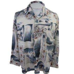 Memo's vintage 90s Men shirt CLUB/DISCO long sleeve pit to pit 24 abstract poly